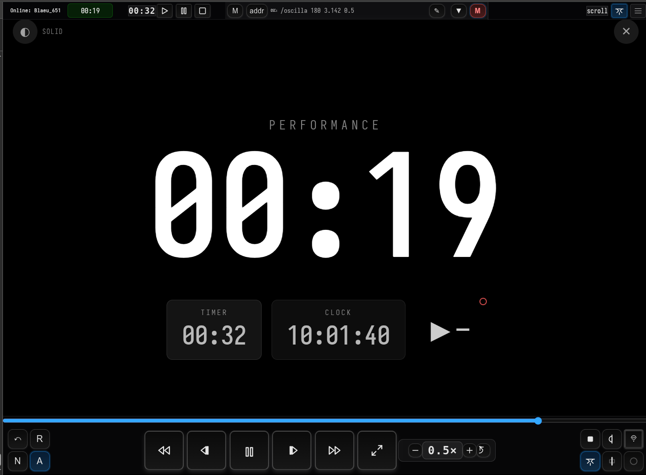 Oscilla Performance Timers in Fullscreen Mode