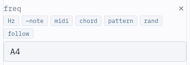 The suggestion chips above a synth freq field
